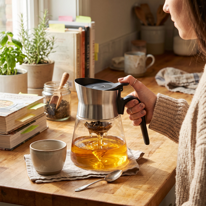 Premium One-Key Filtration Glass Teapot