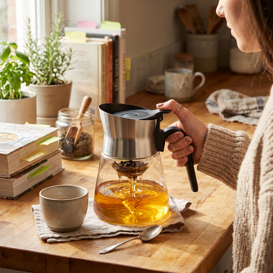Premium One-Key Filtration Glass Teapot